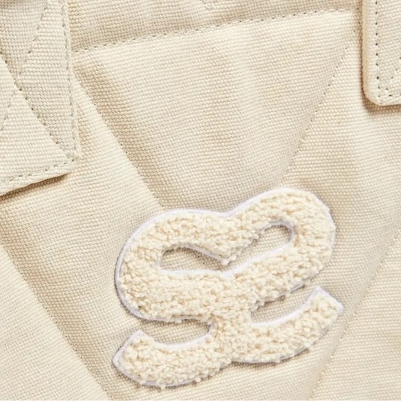 New Sandro Kasbah Quilted Tote Bag –Ecru Light Beige off white Canvas Structured - Picture 3 of 8